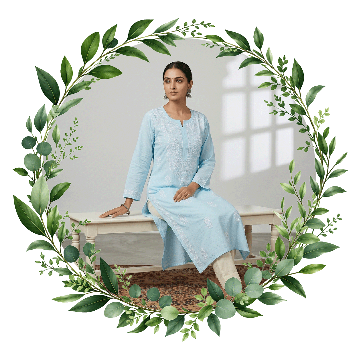 Long Kurta - Hand-embroidered Chikankari Kurta