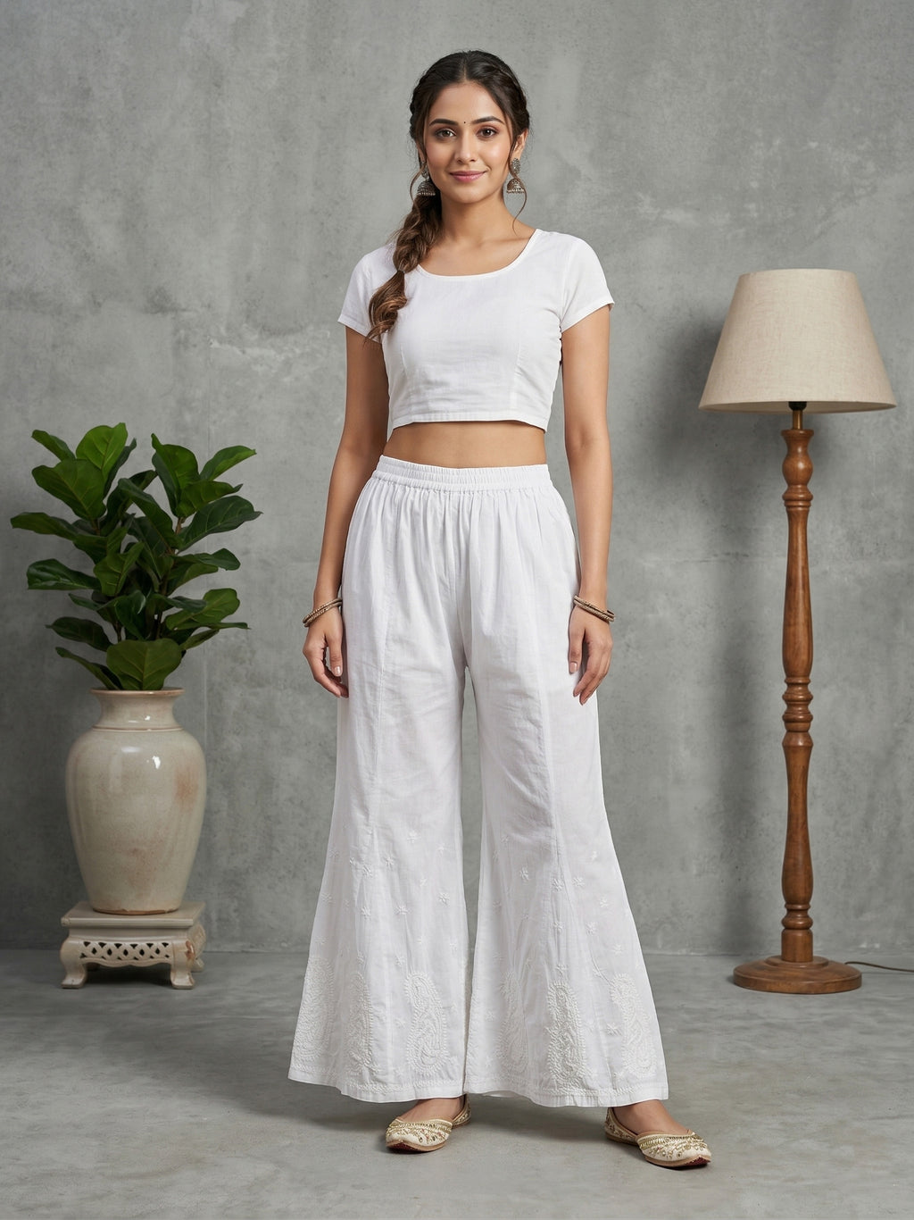 Floral Hand Embroidered Bottom