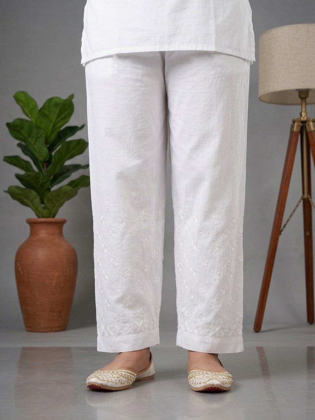 Floral Hand Embroidered Bottom