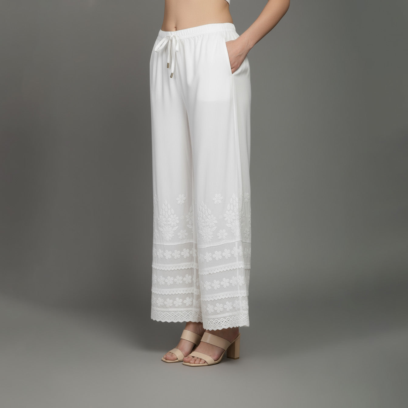 Floral Hand Embroidered Bottom