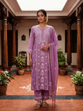 Purple Chikankari Cotton Kurta Set with Dupatta