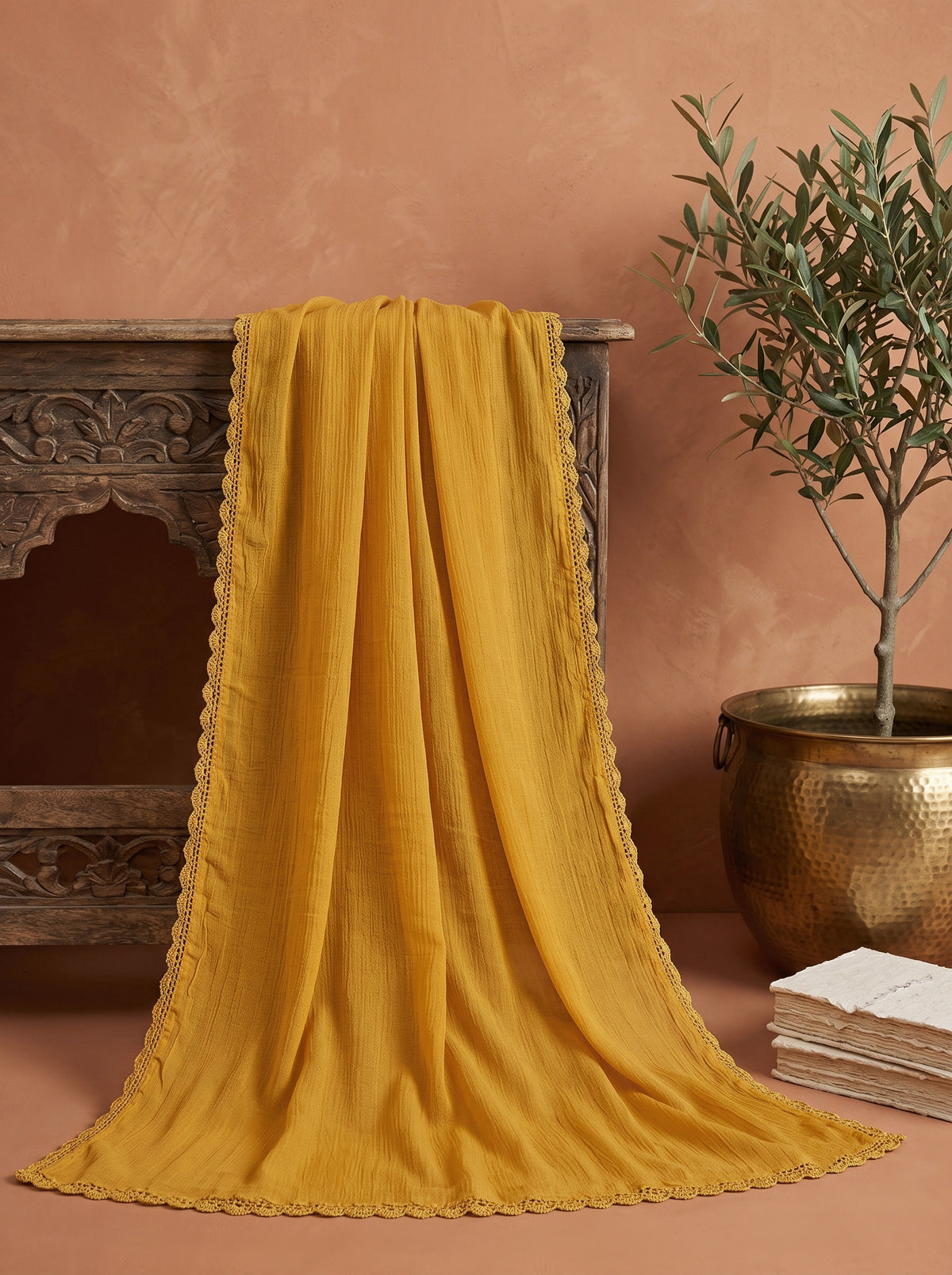 Mustard Yellow Georgette Chikankari Set with Dupatta
