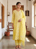 Yellow Chikankari Cotton Kurta Set with Dupatta