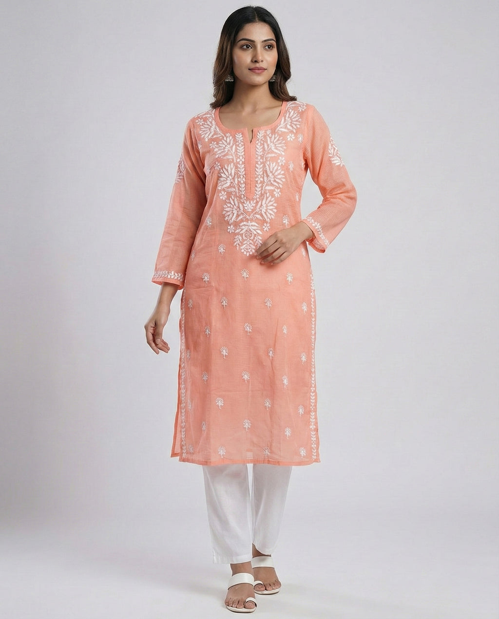 Women Floral Embroidered Chikankari Floral Kurta