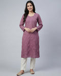 Women Floral Embroidered Chikankari Floral Kurta