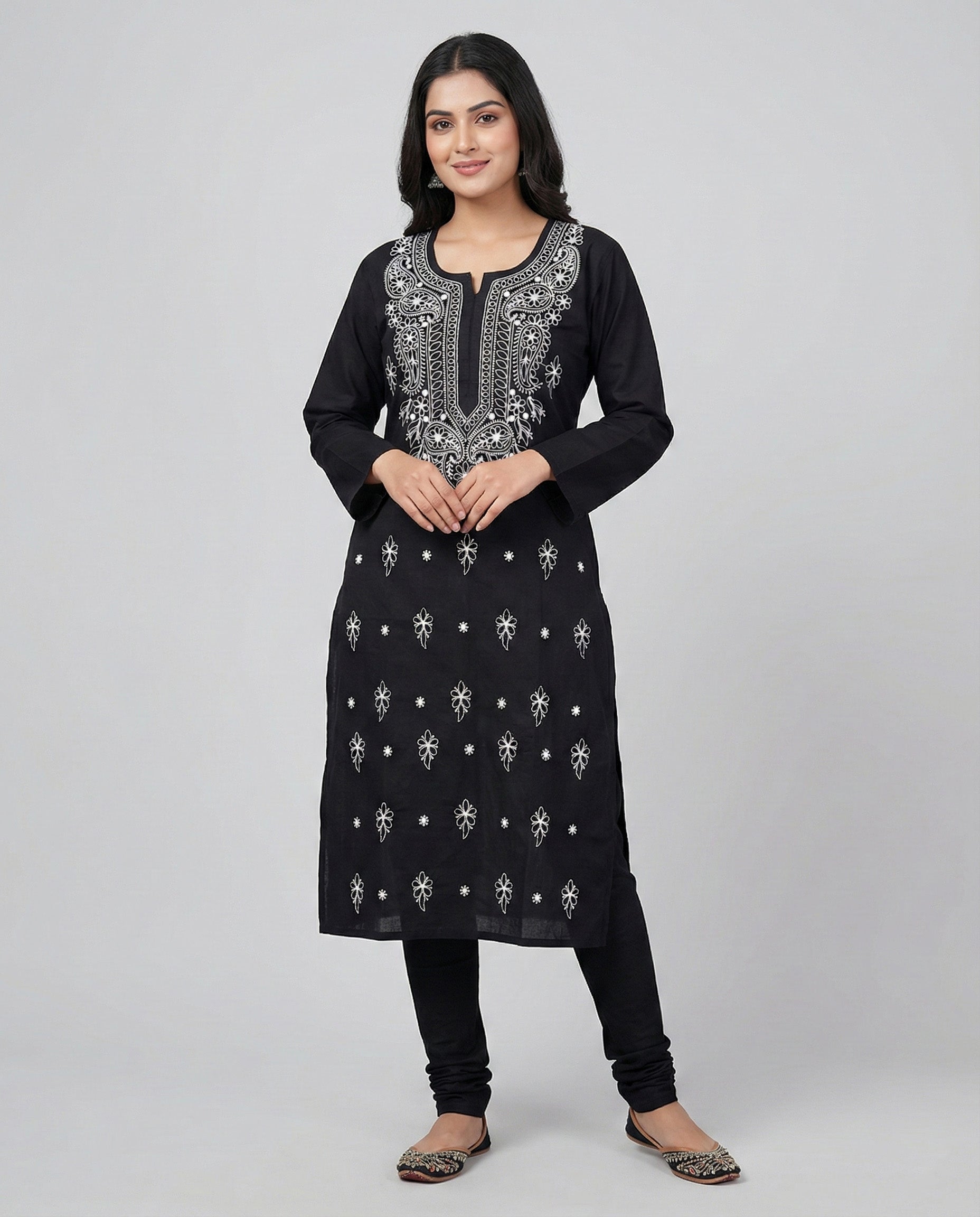 Women Floral Embroidered Chikankari Floral Kurta