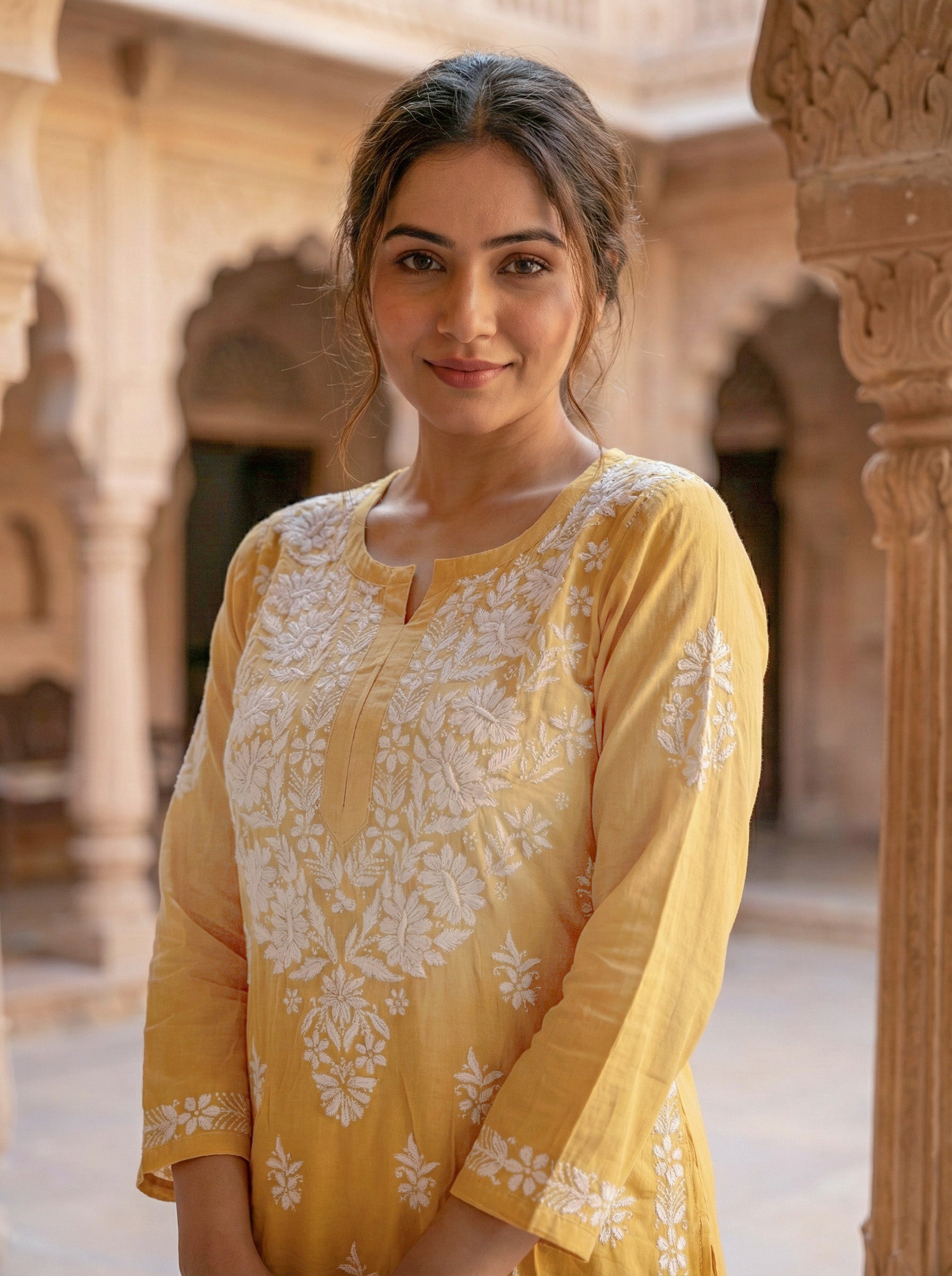 Women Floral Embroidered Regular Chikankari Kurta with Palazzos