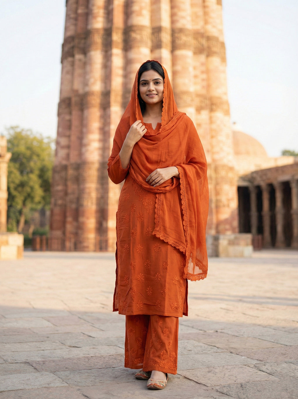 Women Ethnic Motifs Embroidered Regular Thread Work Kurta with Palazzos & With Dupatta