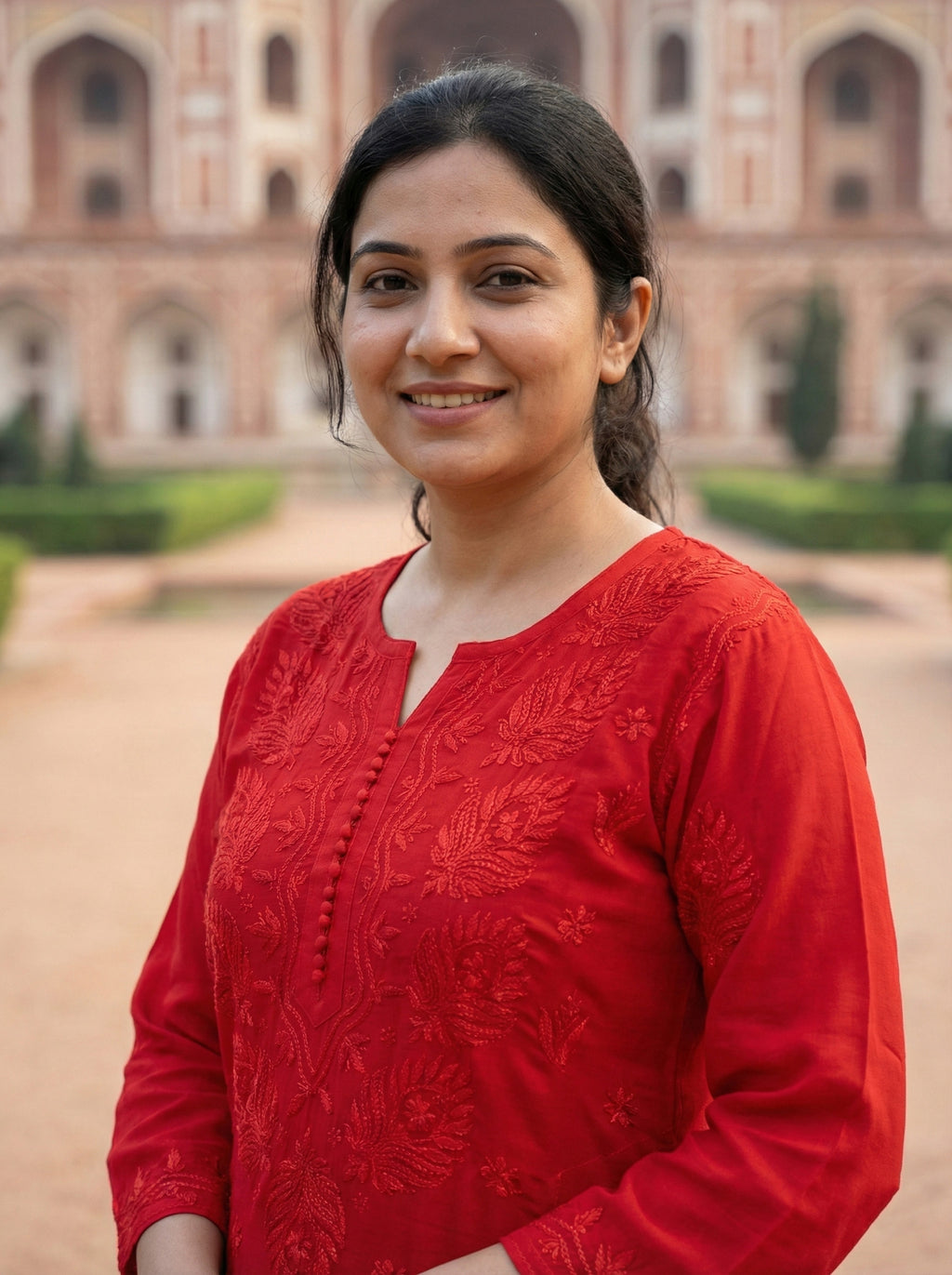 Women Ethnic Motifs Embroidered Regular Chikankari Kurta with Trousers & With Dupatta