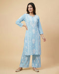 Women Floral Embroidered Regular Chikankari Kurta with Palazzos