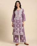 Women Floral Embroidered Regular Chikankari Kurta with Palazzos