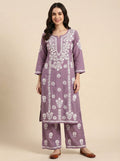 Women Floral Embroidered Regular Chikankari Kurta with Palazzos
