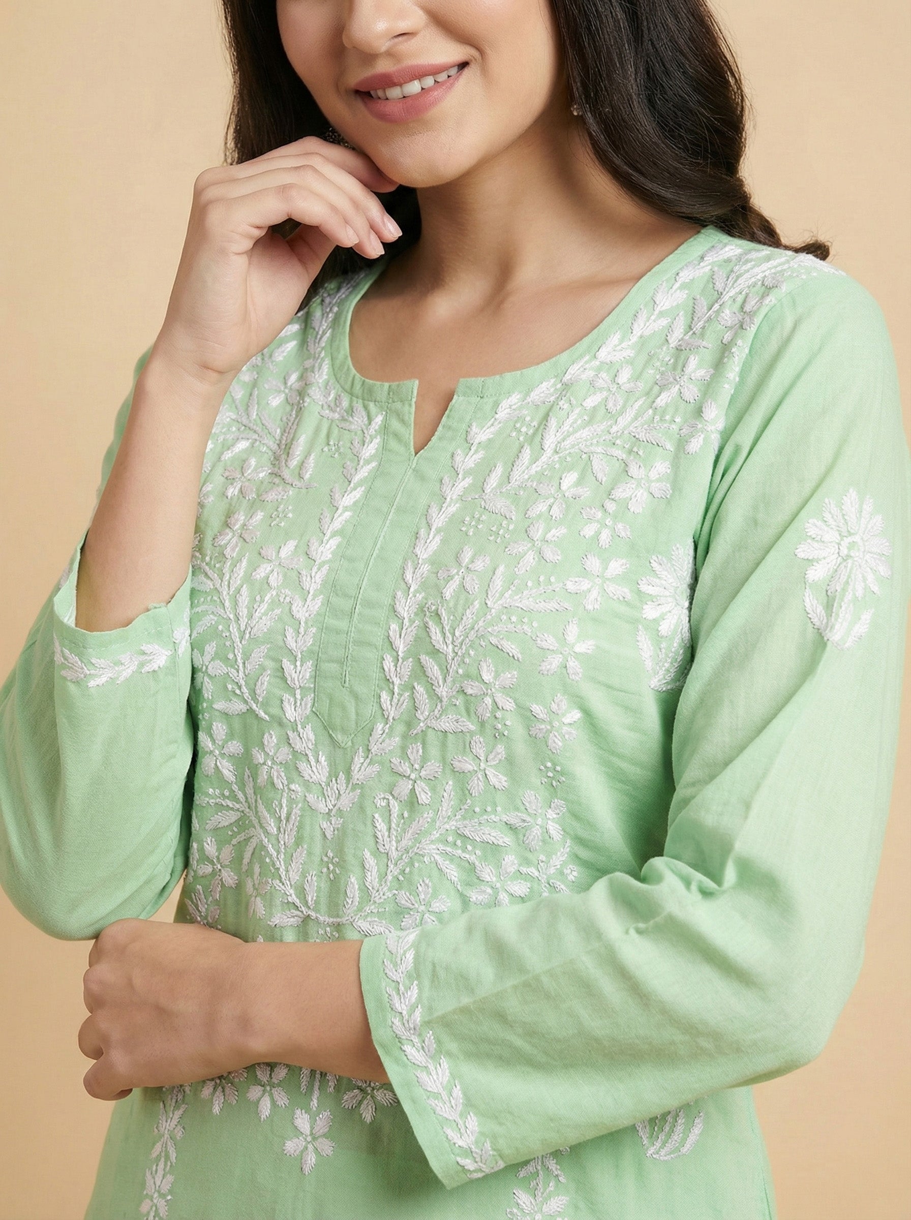 Women Floral Embroidered Regular Chikankari Kurta with Palazzos