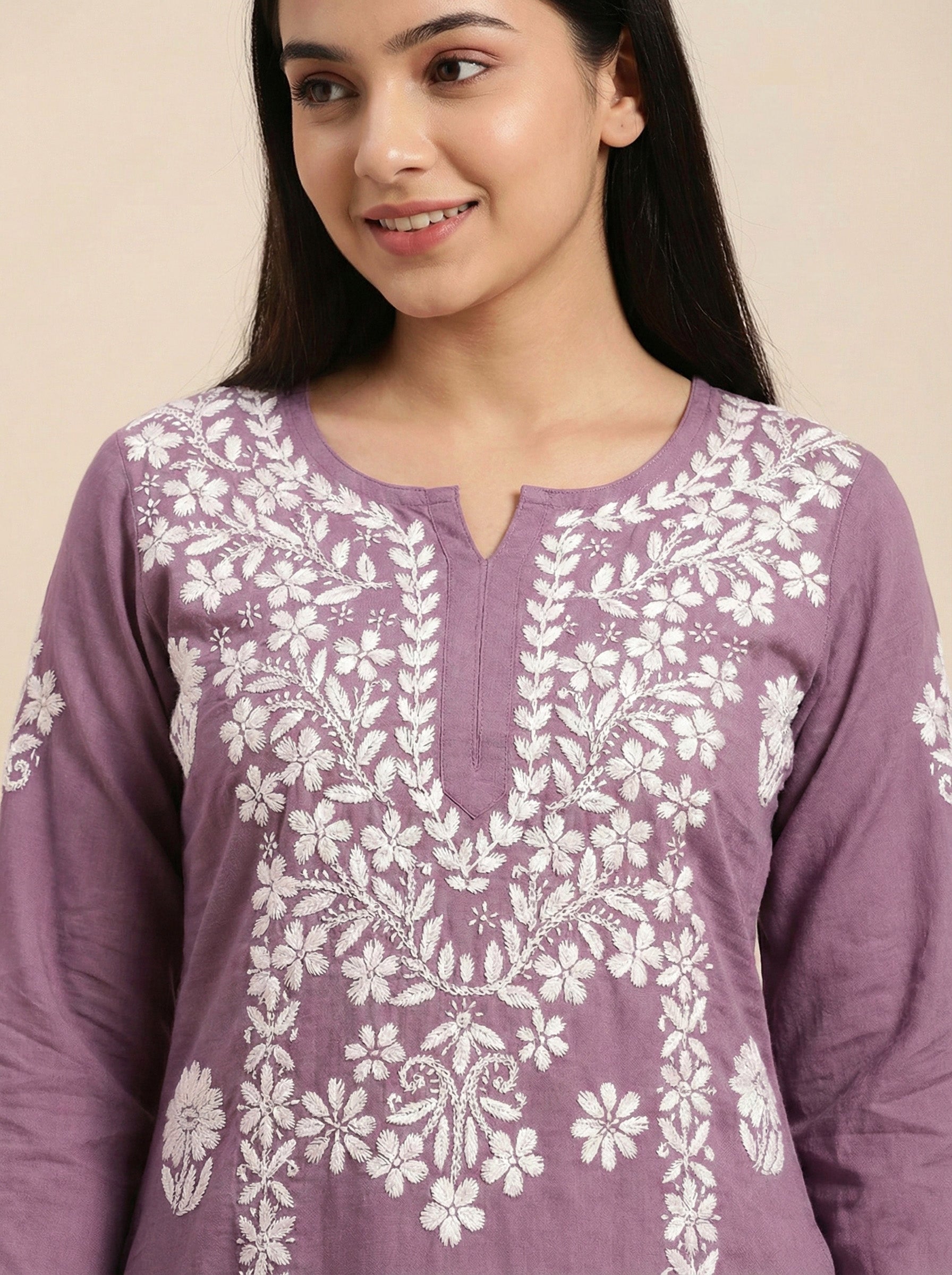 Women Floral Embroidered Regular Chikankari Kurta with Palazzos