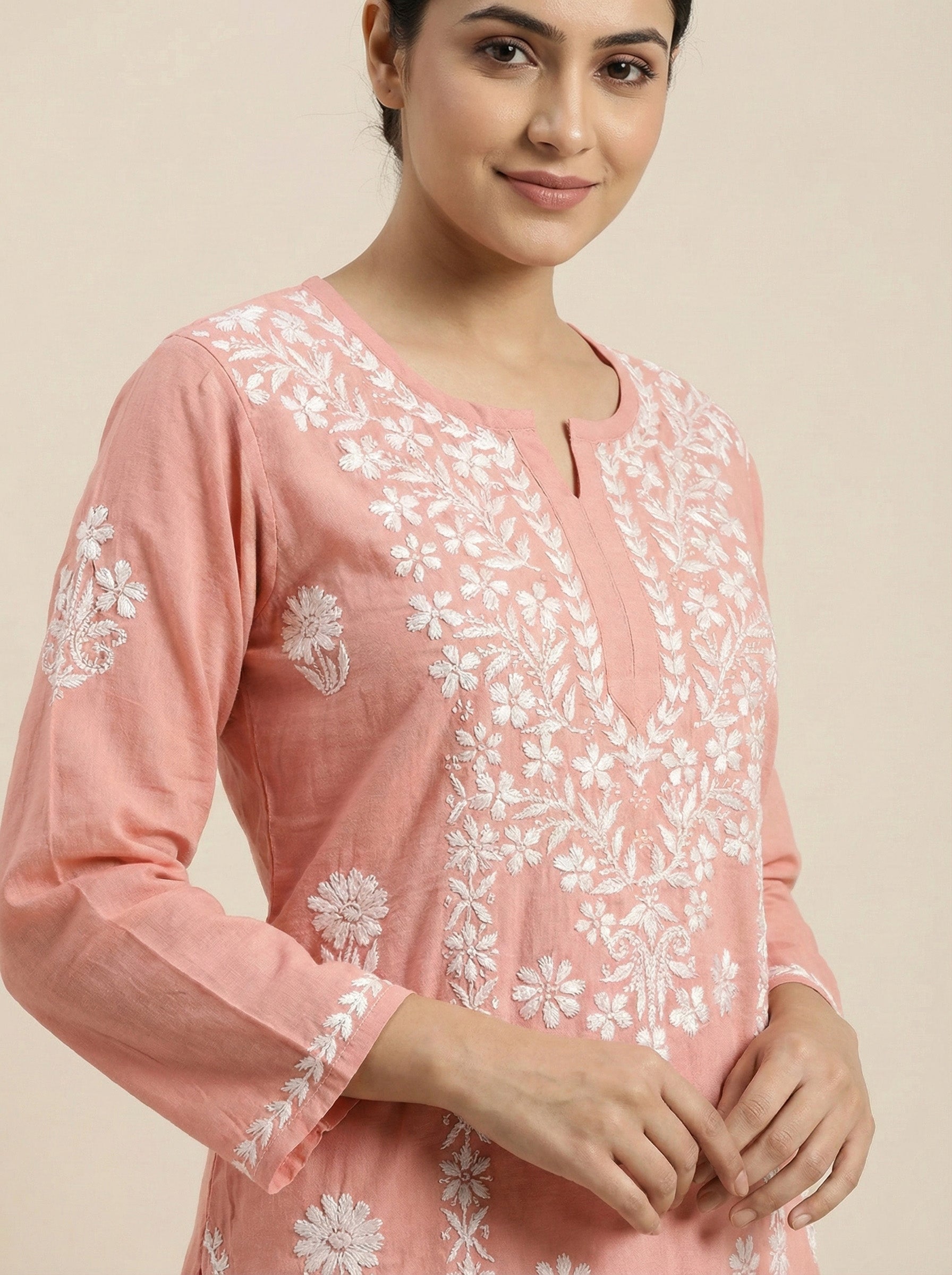 Women Floral Embroidered Regular Chikankari Kurta with Palazzos