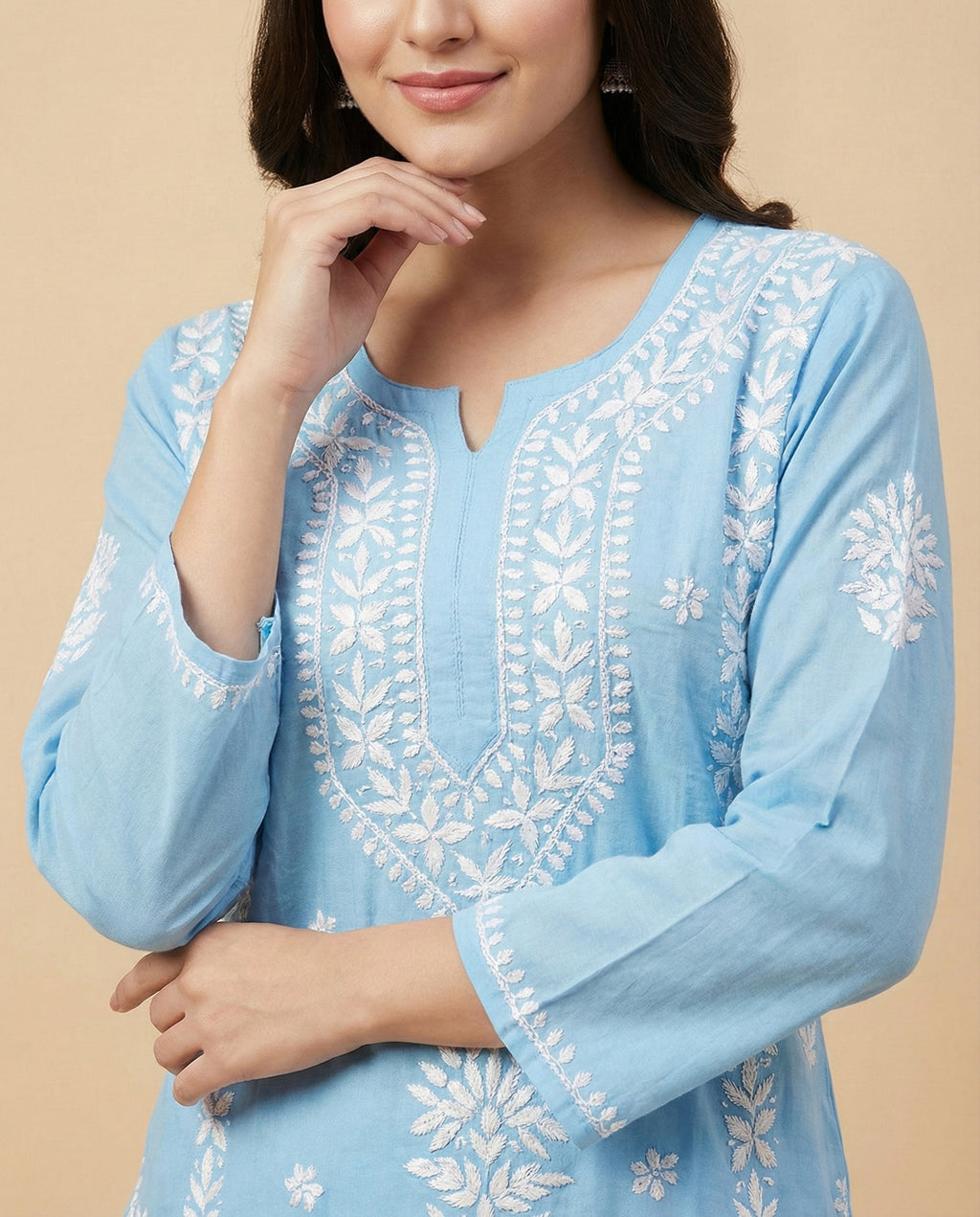 Women Floral Embroidered Regular Chikankari Kurta with Palazzos