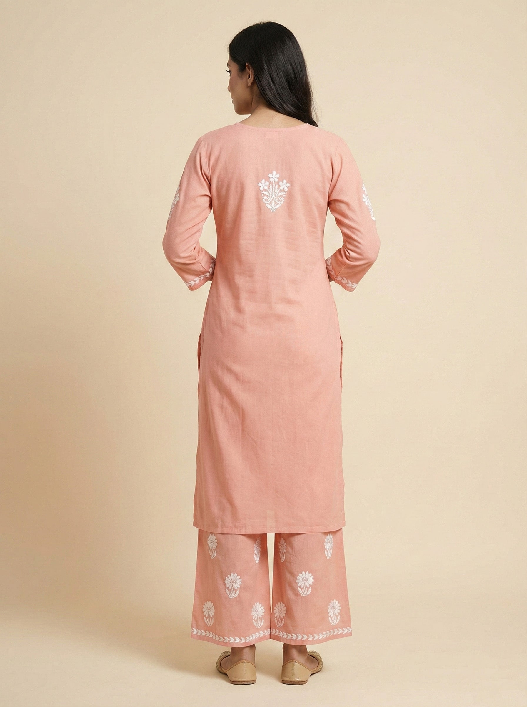 Women Floral Embroidered Regular Chikankari Kurta with Palazzos