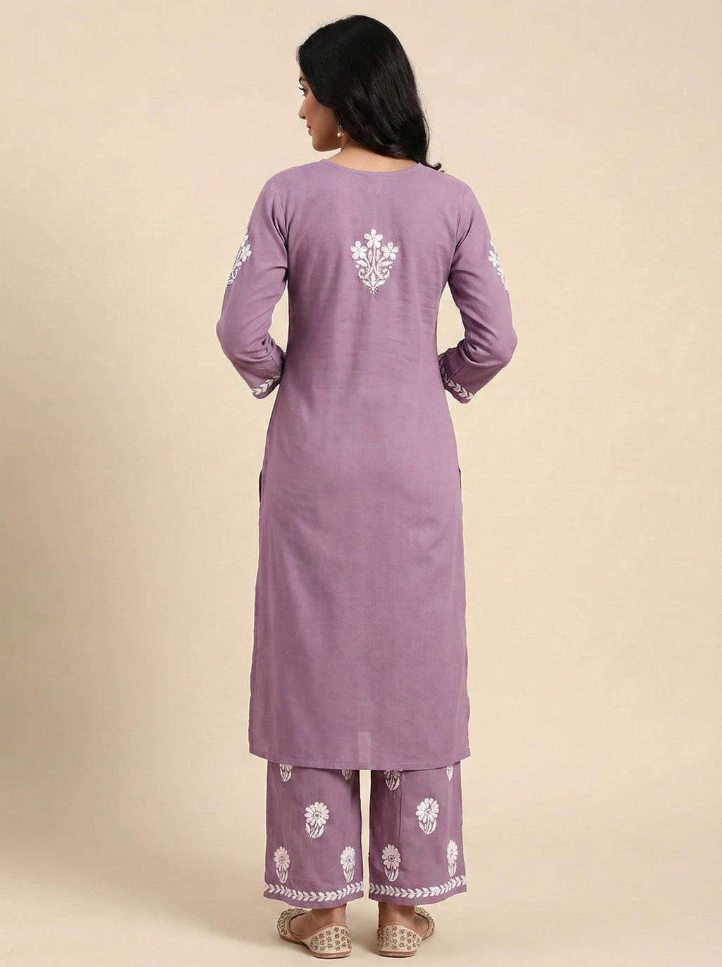Women Floral Embroidered Regular Chikankari Kurta with Palazzos
