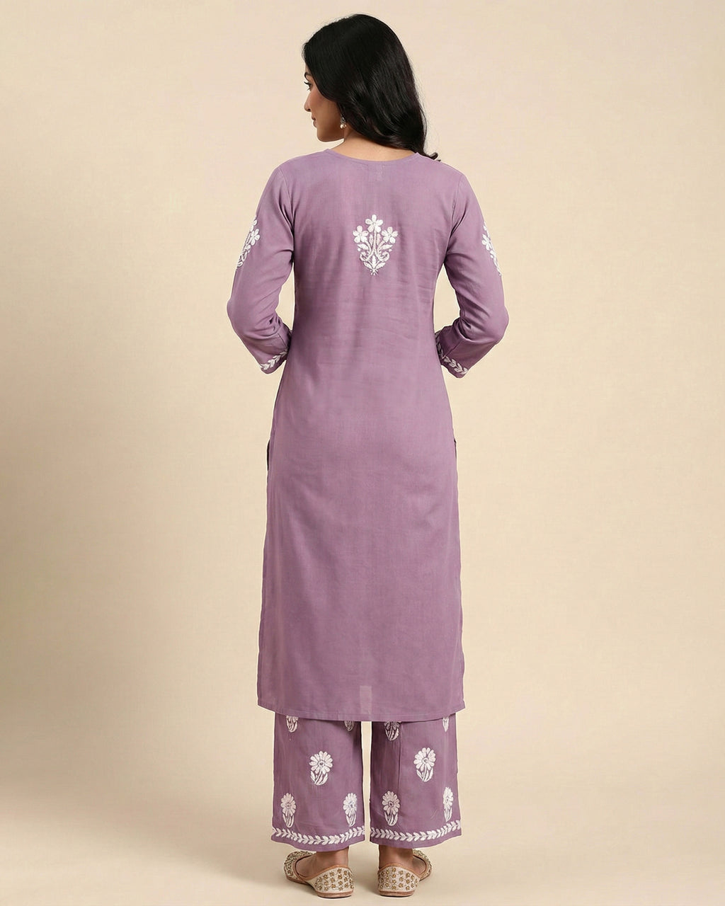 Women Floral Embroidered Regular Chikankari Kurta with Palazzos