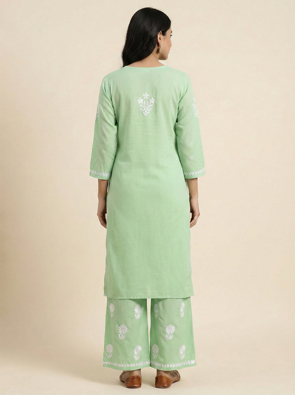Women Floral Embroidered Regular Chikankari Kurta with Palazzos
