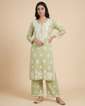 Women Floral Embroidered Regular Chikankari Kurta with Palazzos