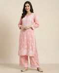 Women Floral Embroidered Regular Chikankari Kurta with Palazzos