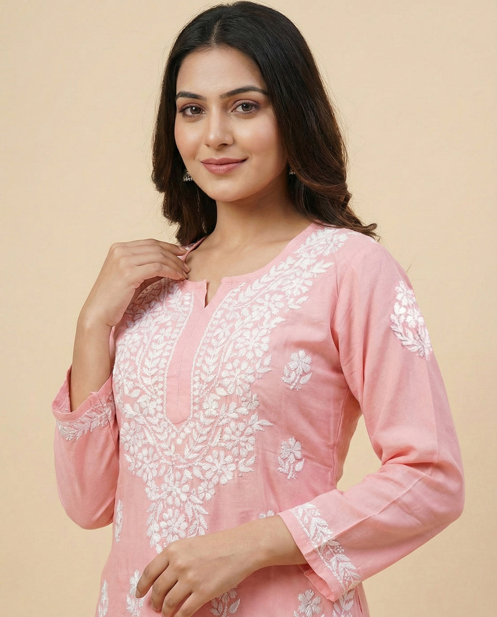 Women Floral Embroidered Regular Chikankari Kurta with Palazzos