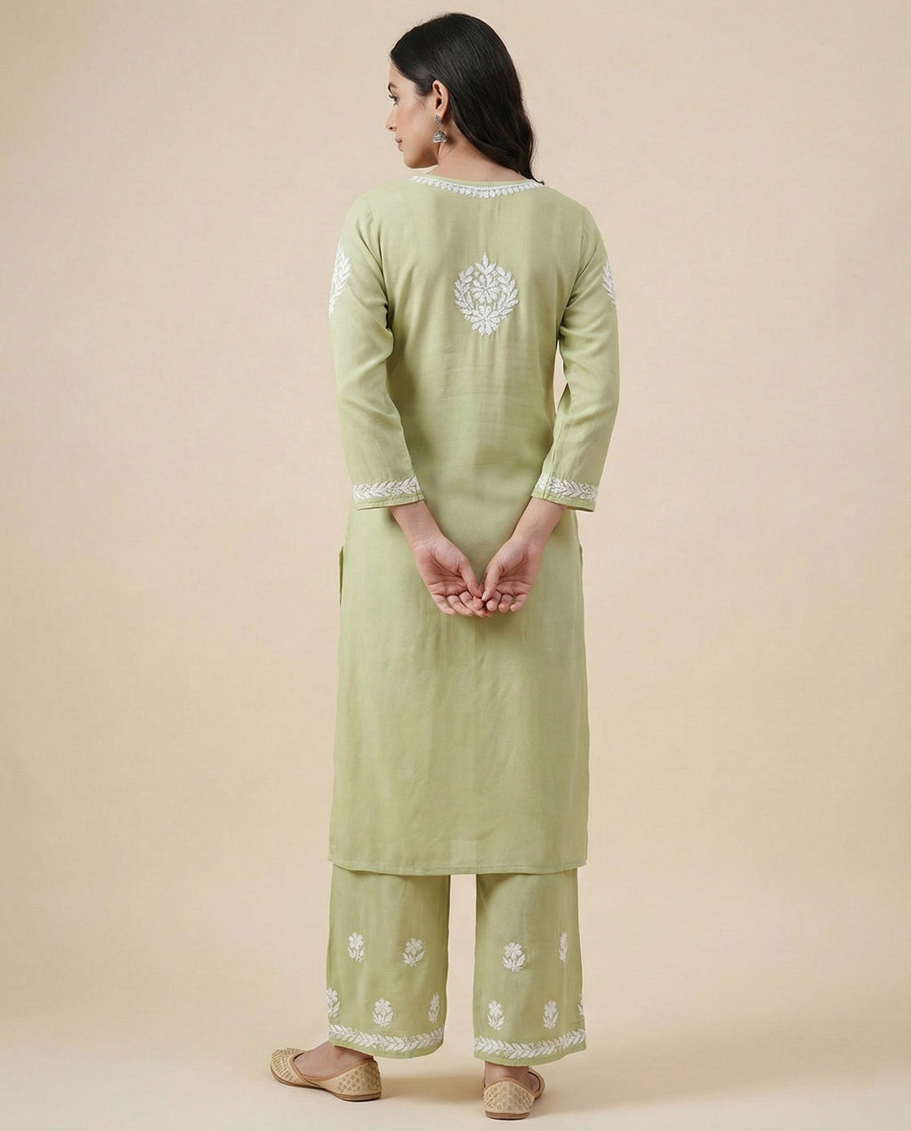 Women Floral Embroidered Regular Chikankari Kurta with Palazzos