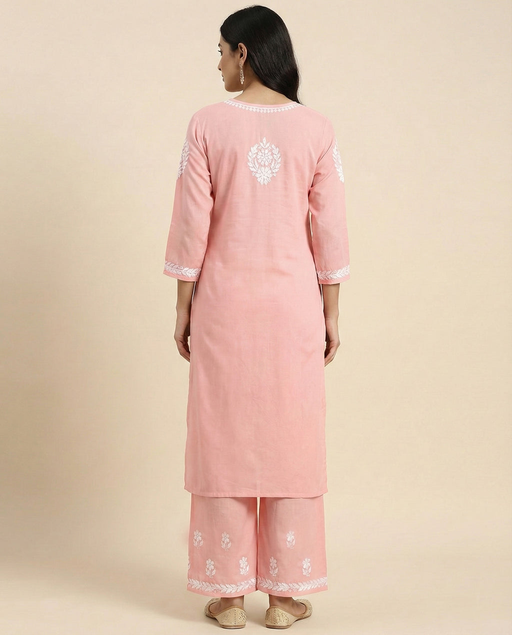 Women Floral Embroidered Regular Chikankari Kurta with Palazzos