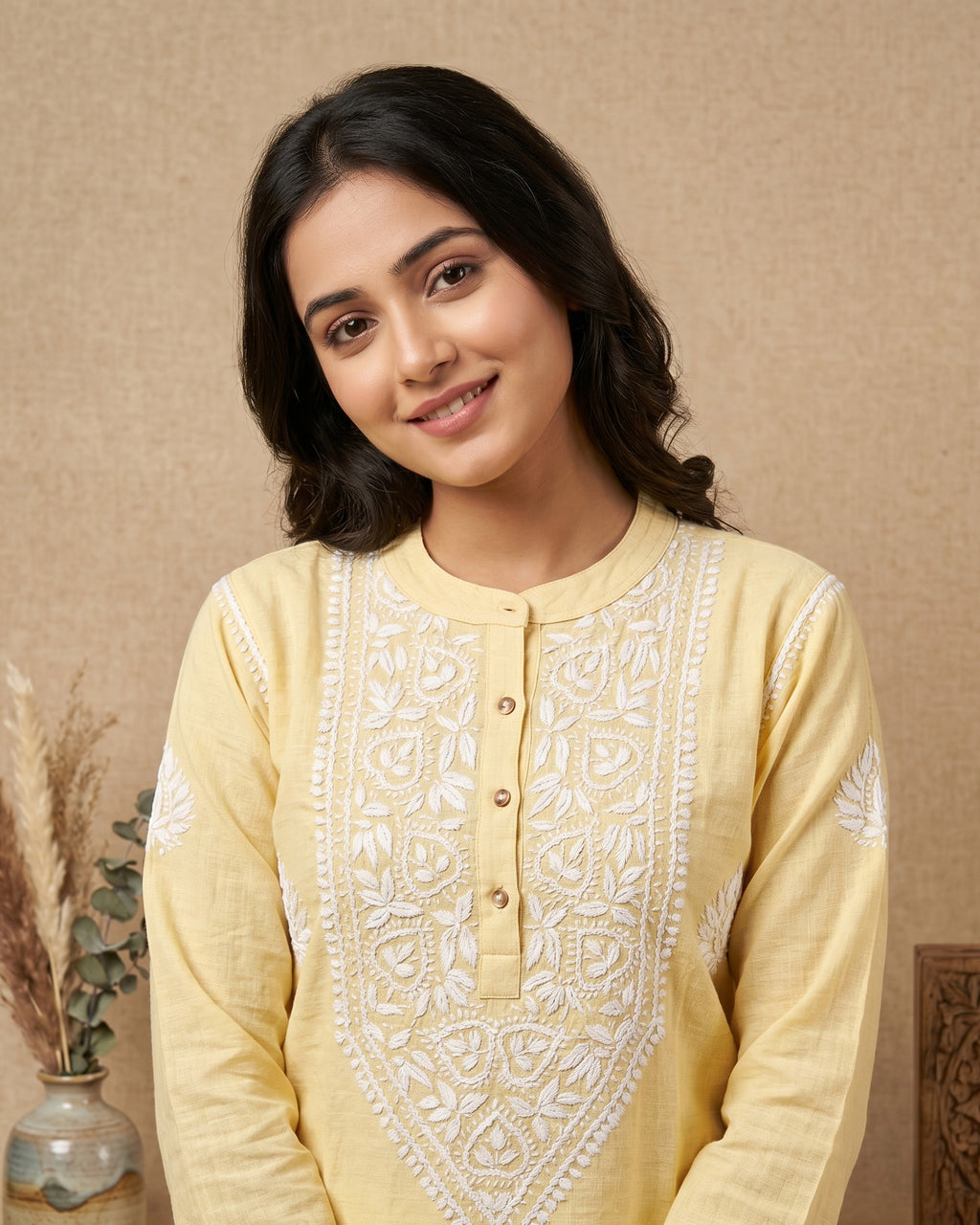 Women Ethnic Motifs Embroidered Regular Chikankari Kurta with Palazzos
