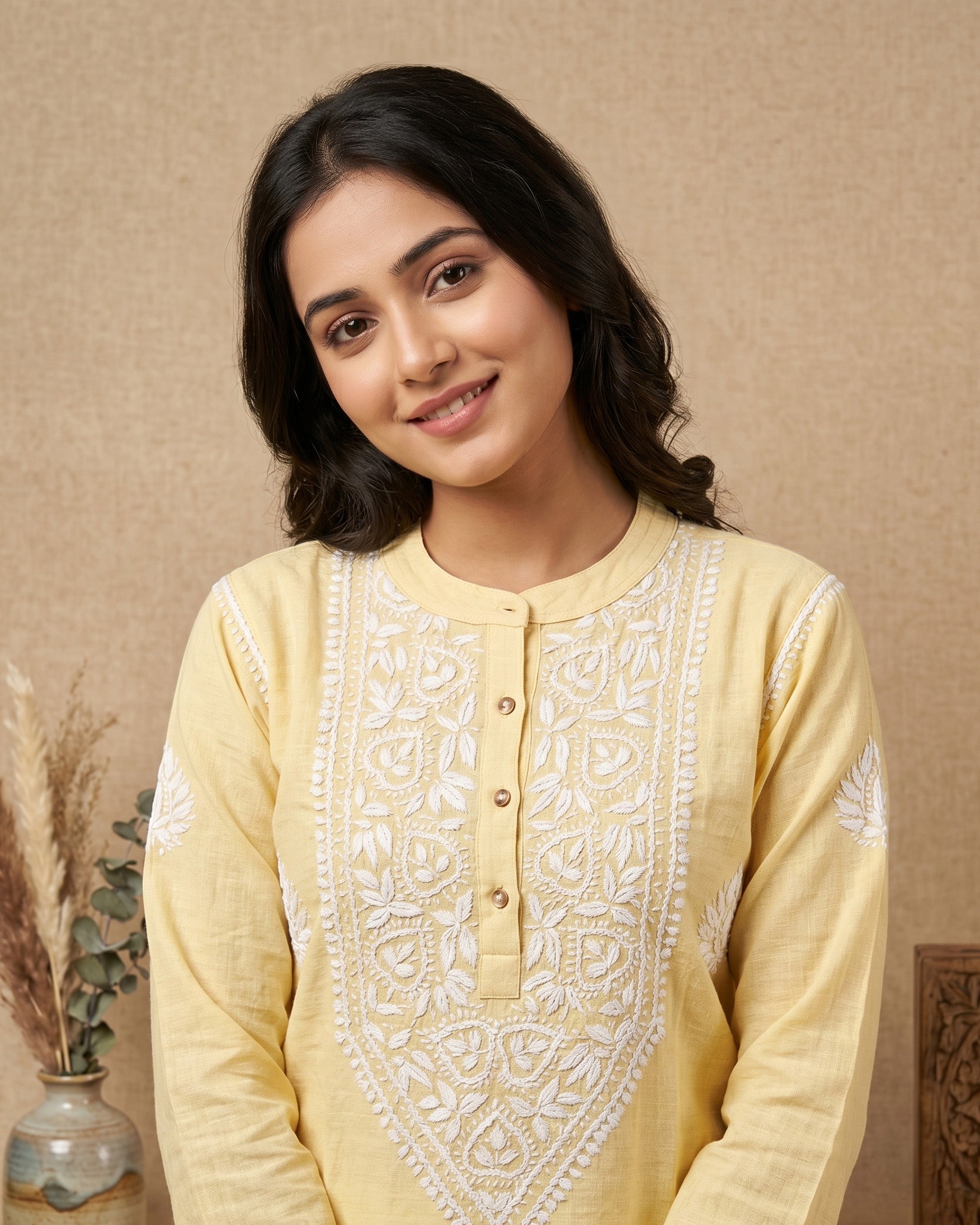 Women Ethnic Motifs Embroidered Regular Chikankari Kurta with Palazzos