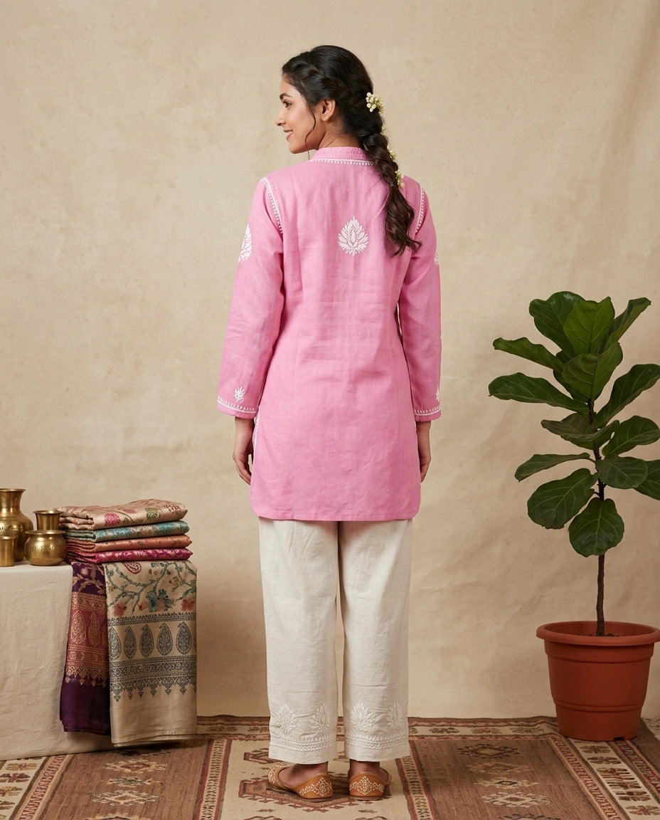Women Ethnic Motifs Embroidered Regular Chikankari Kurta with Palazzos
