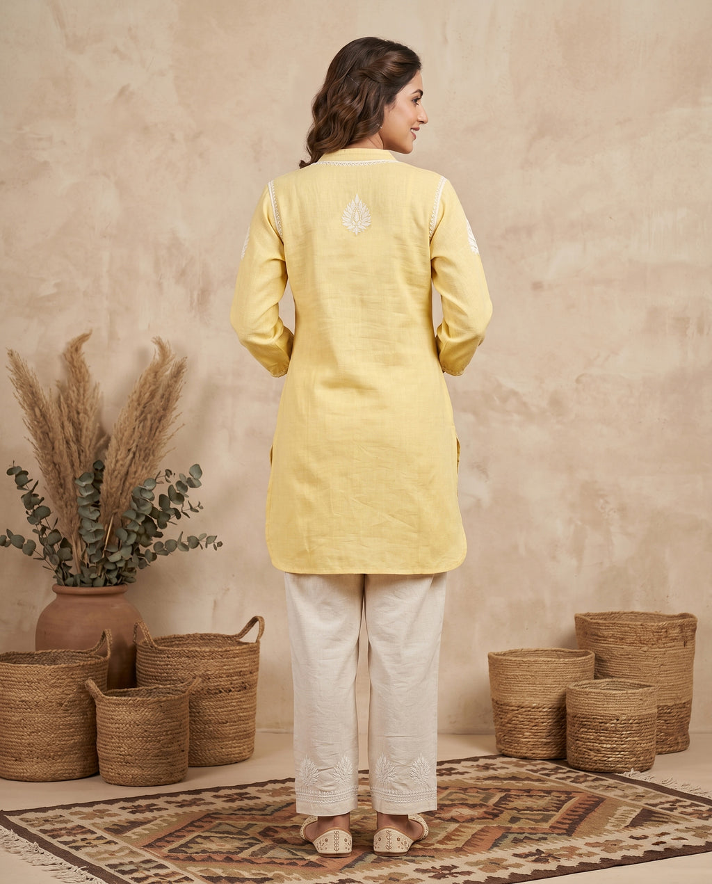 Women Ethnic Motifs Embroidered Regular Chikankari Kurta with Palazzos