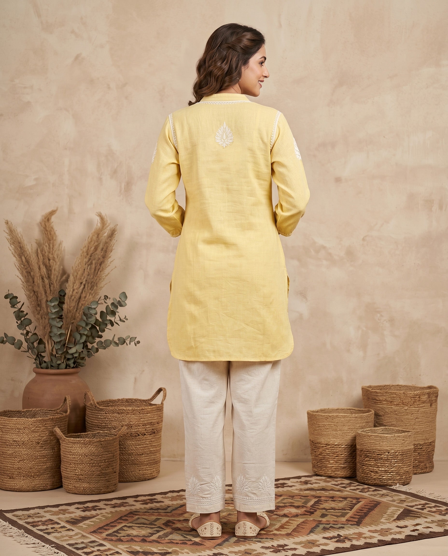 Women Ethnic Motifs Embroidered Regular Chikankari Kurta with Palazzos