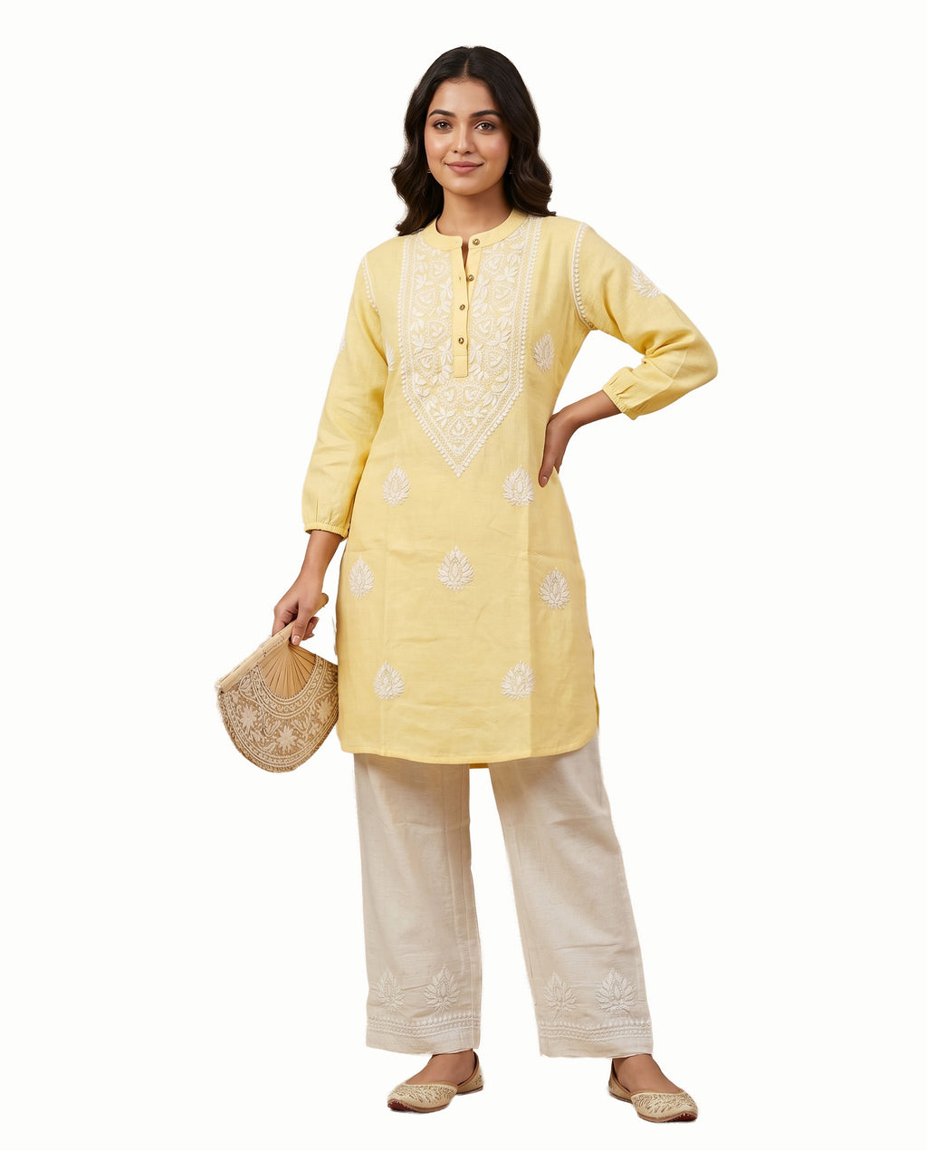 Women Ethnic Motifs Embroidered Regular Chikankari Kurta with Palazzos