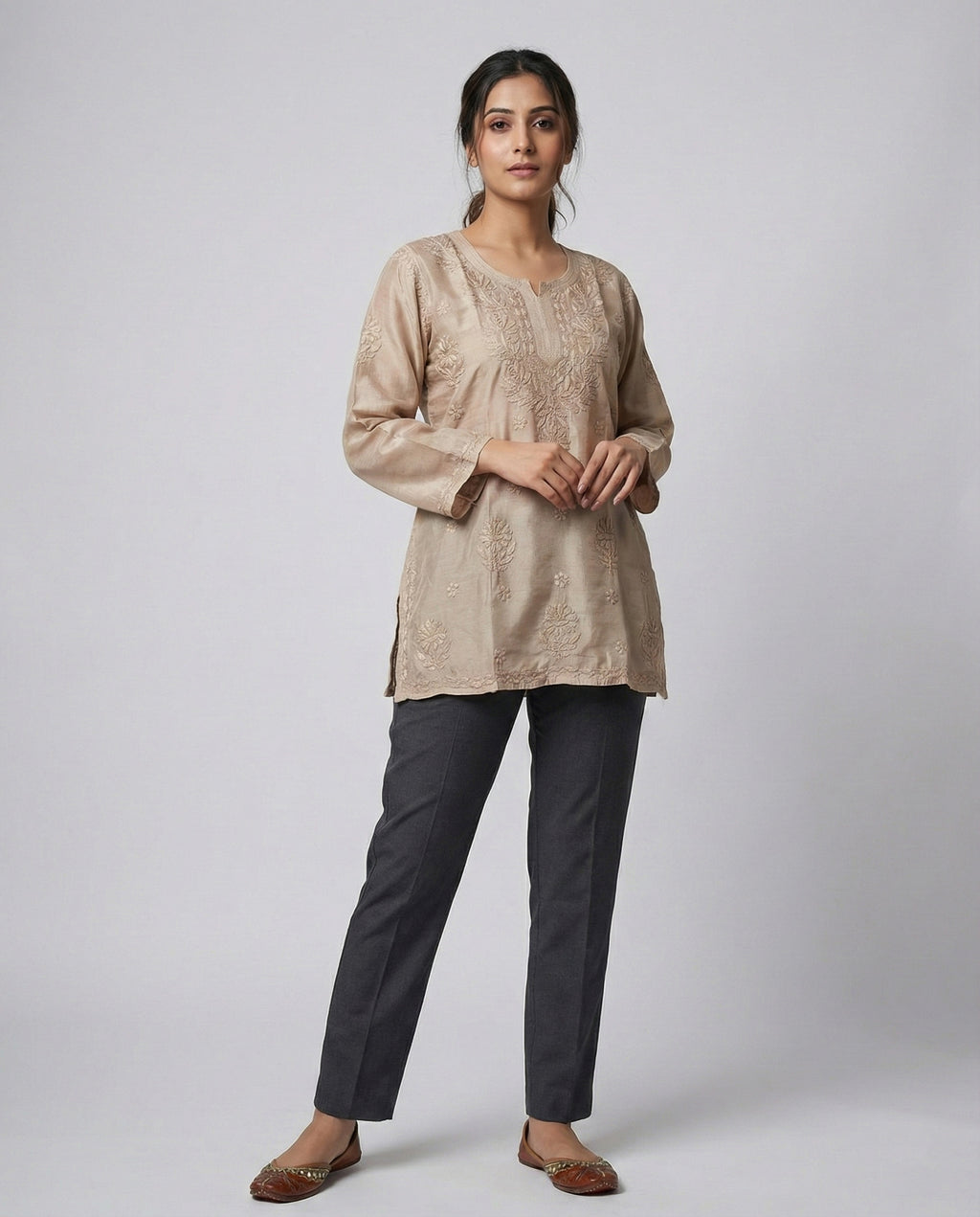 Floral Embroidered Chikankari Chikankari Kurti