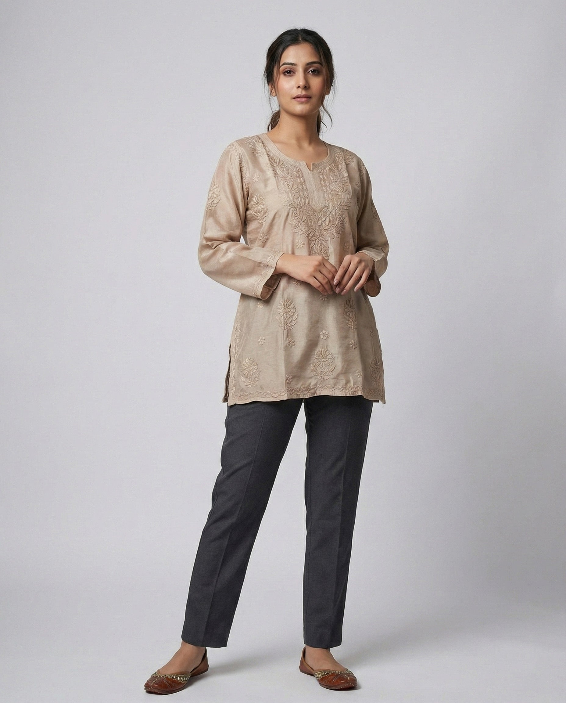 Floral Embroidered Chikankari Chikankari Kurti