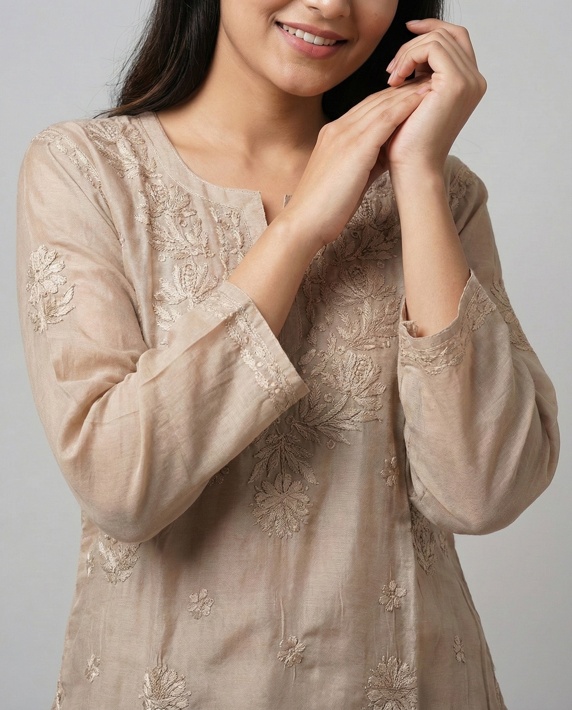 Floral Embroidered Chikankari Chikankari Kurti