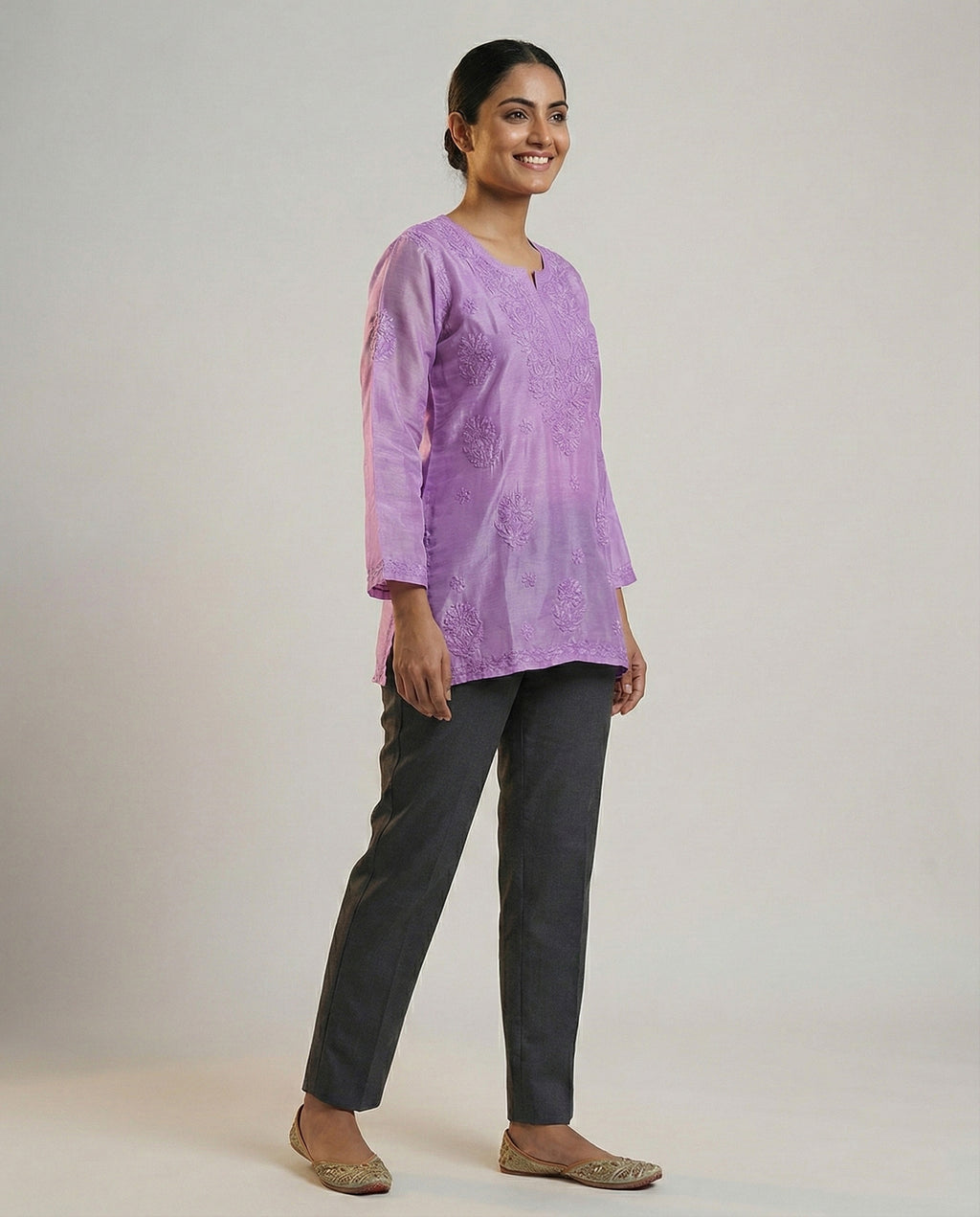 Floral Embroidered Chikankari Chikankari Kurti