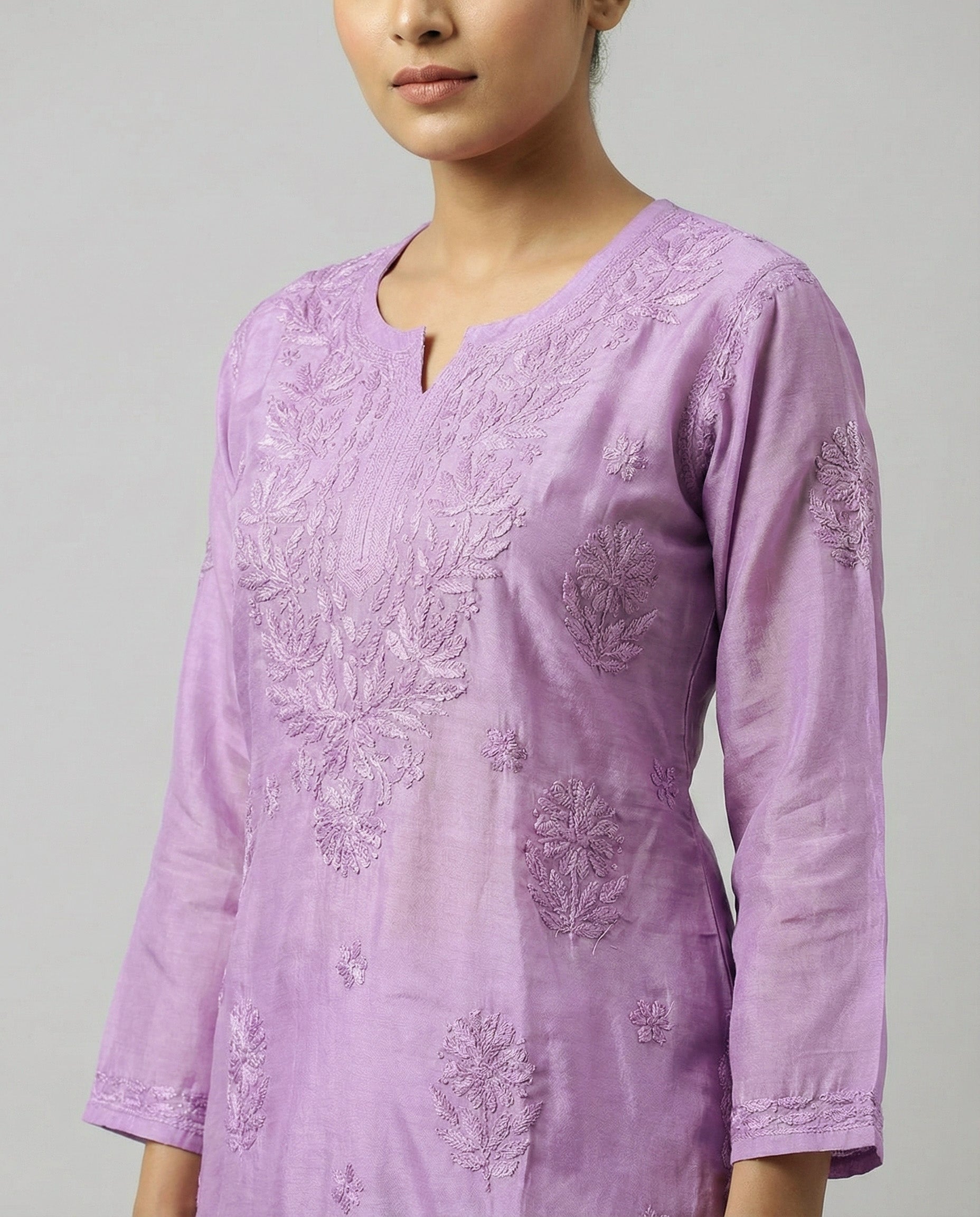 Floral Embroidered Chikankari Chikankari Kurti