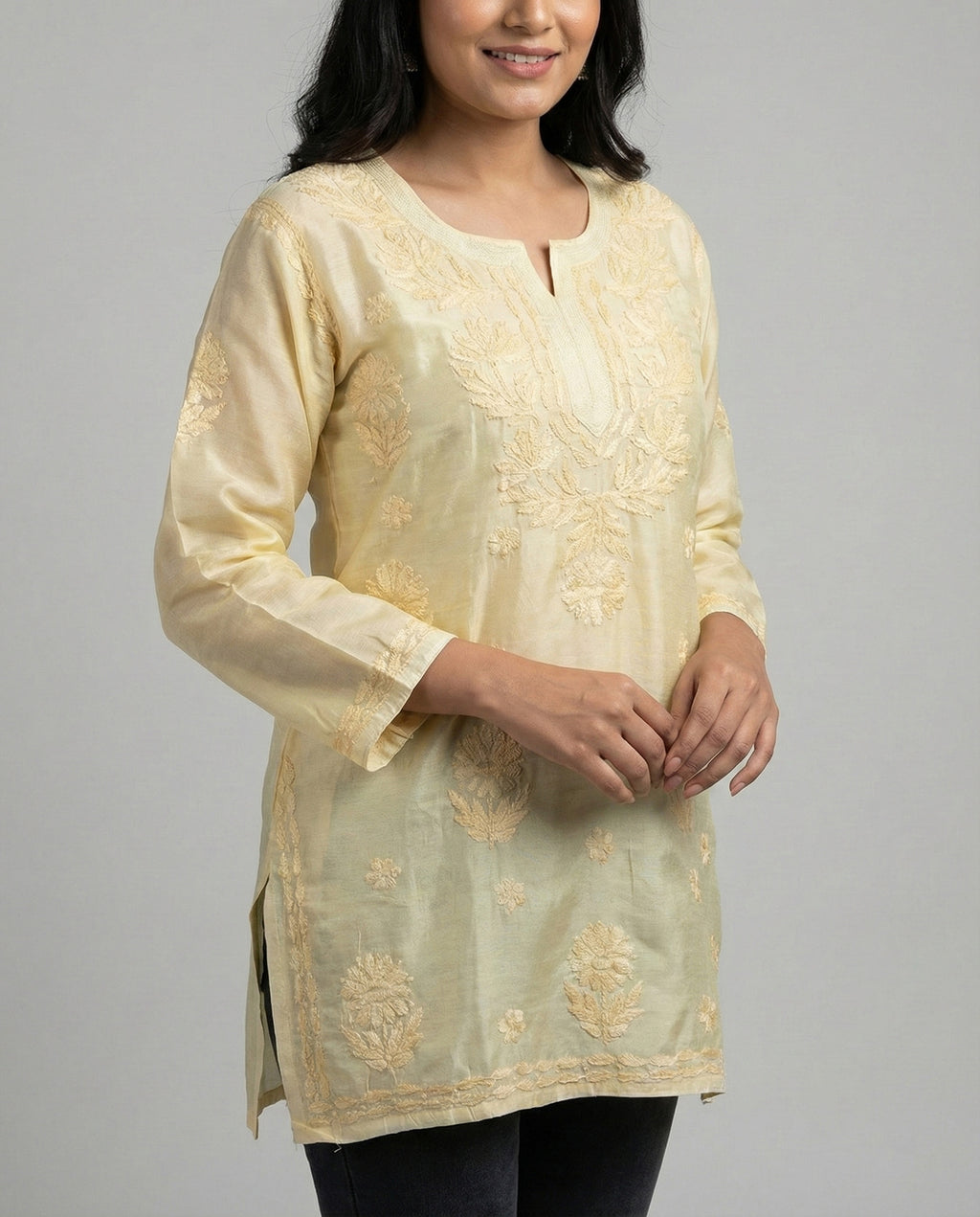 Floral Embroidered Chikankari Chikankari Kurti