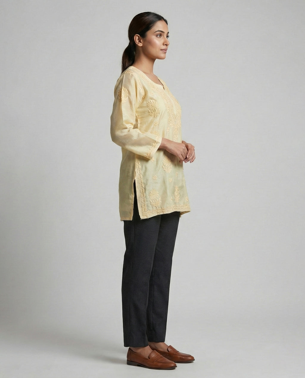 Floral Embroidered Chikankari Chikankari Kurti