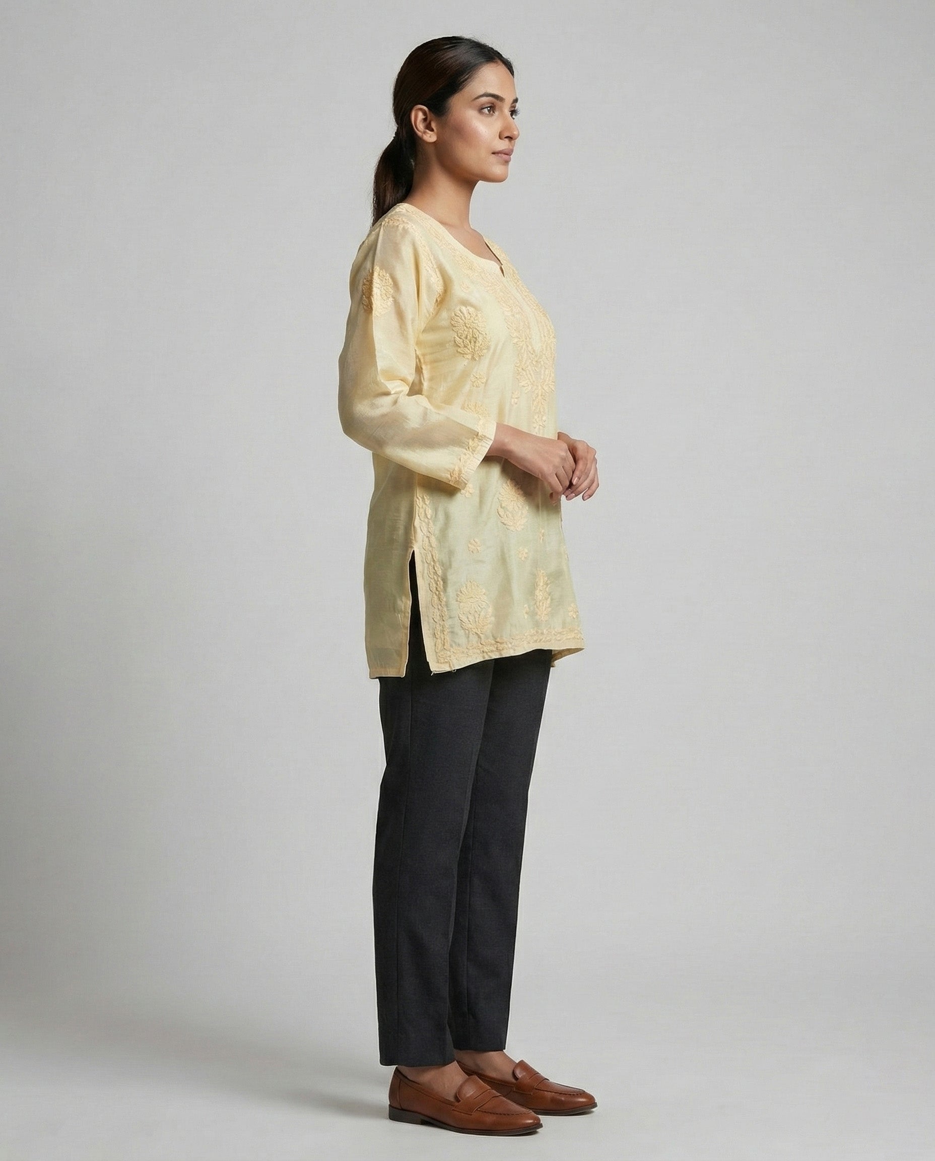 Floral Embroidered Chikankari Chikankari Kurti