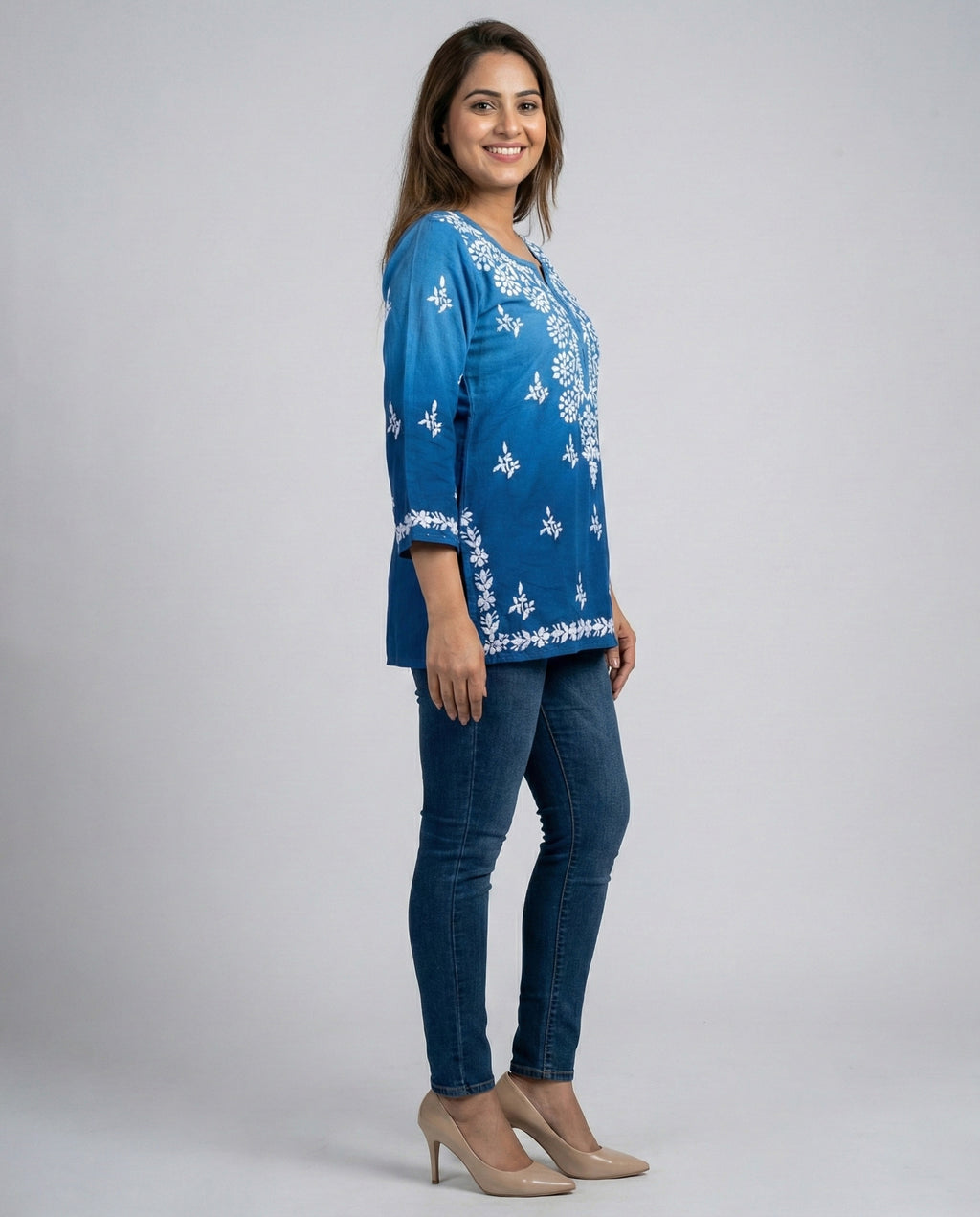Floral Embroidered Chikankari Chikankari Kurti