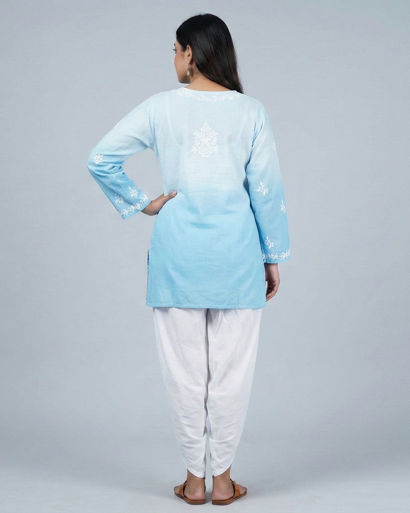 Floral Embroidered Chikankari Chikankari Kurti