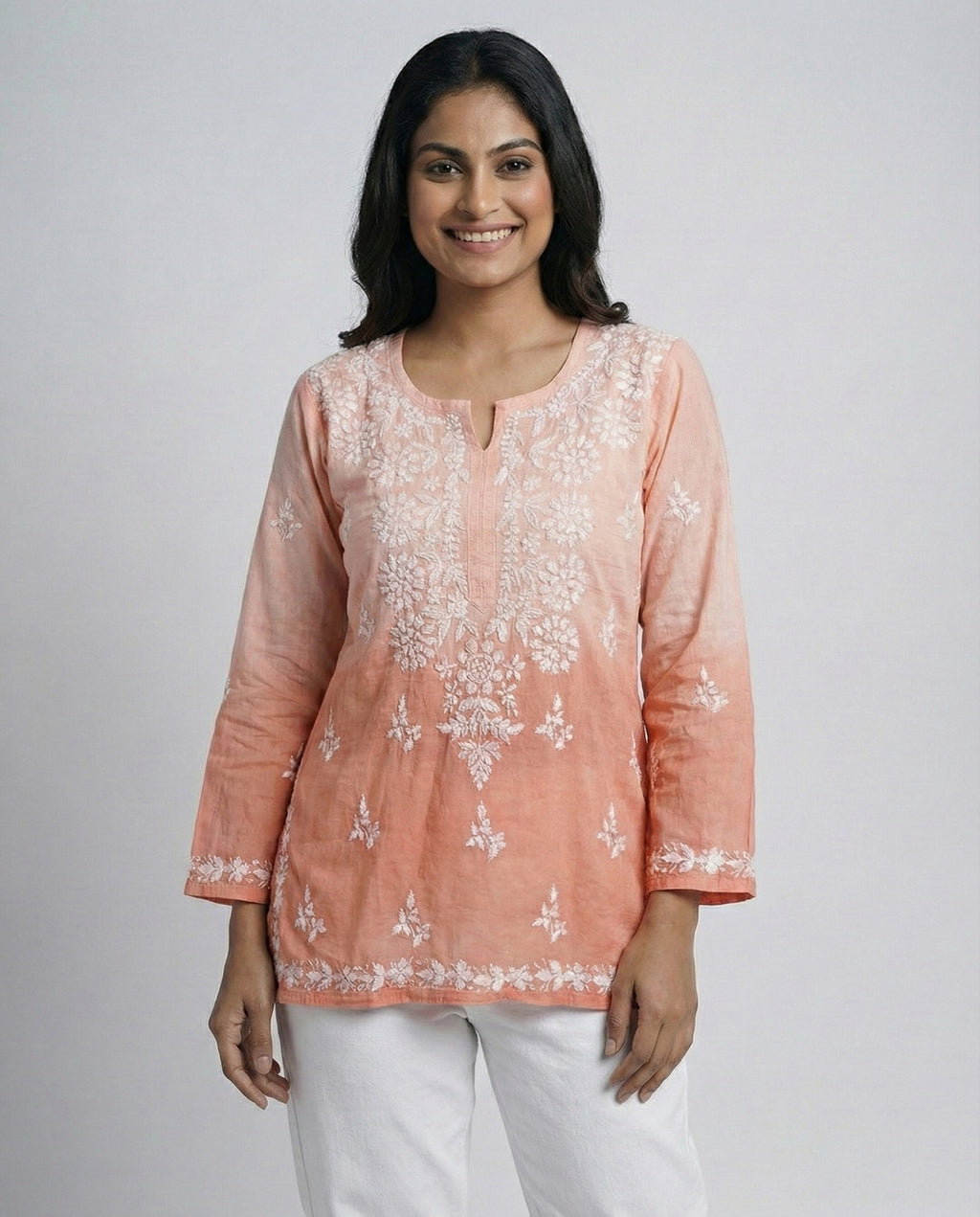 Floral Embroidered Chikankari Chikankari Kurti