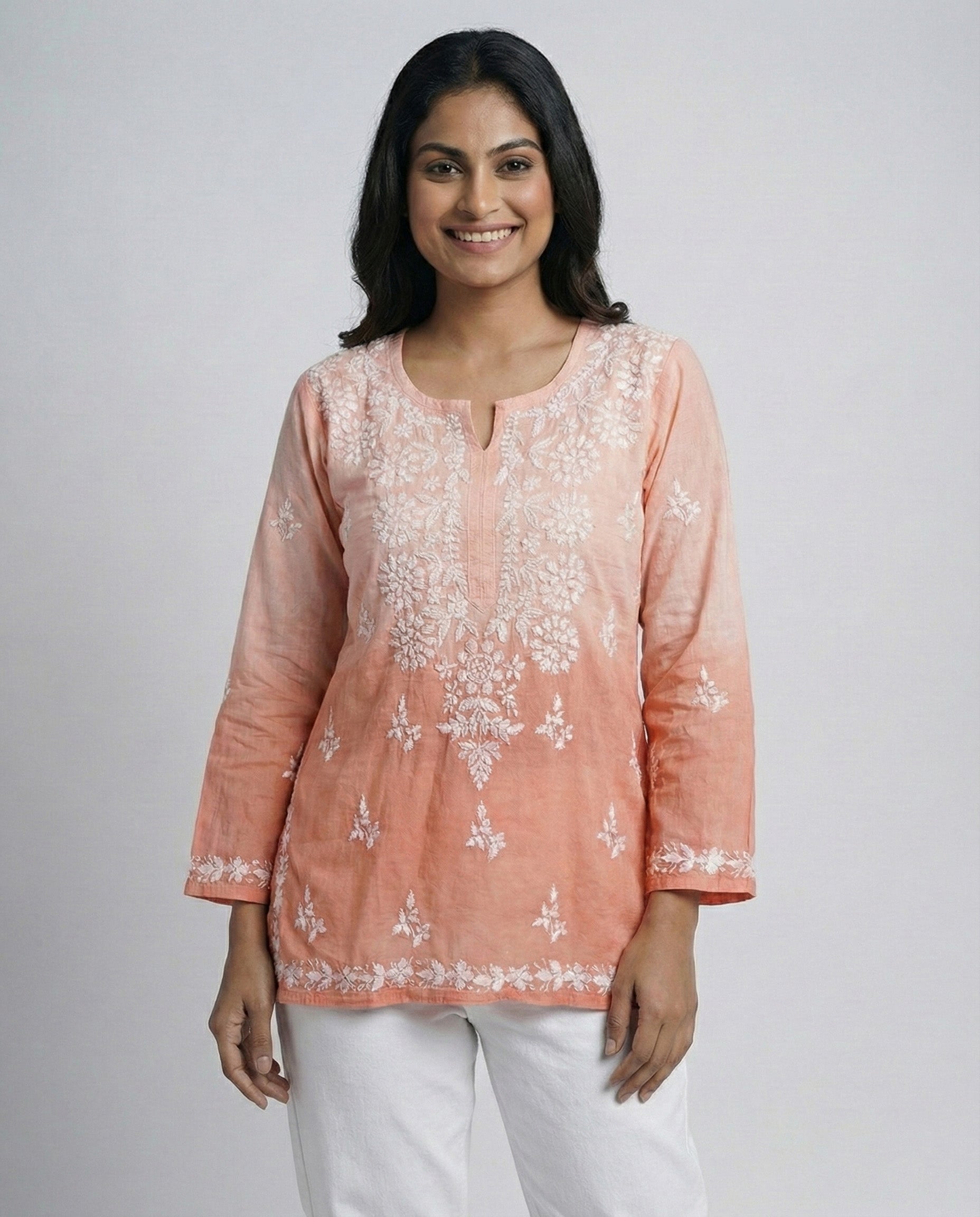 Floral Embroidered Chikankari Chikankari Kurti