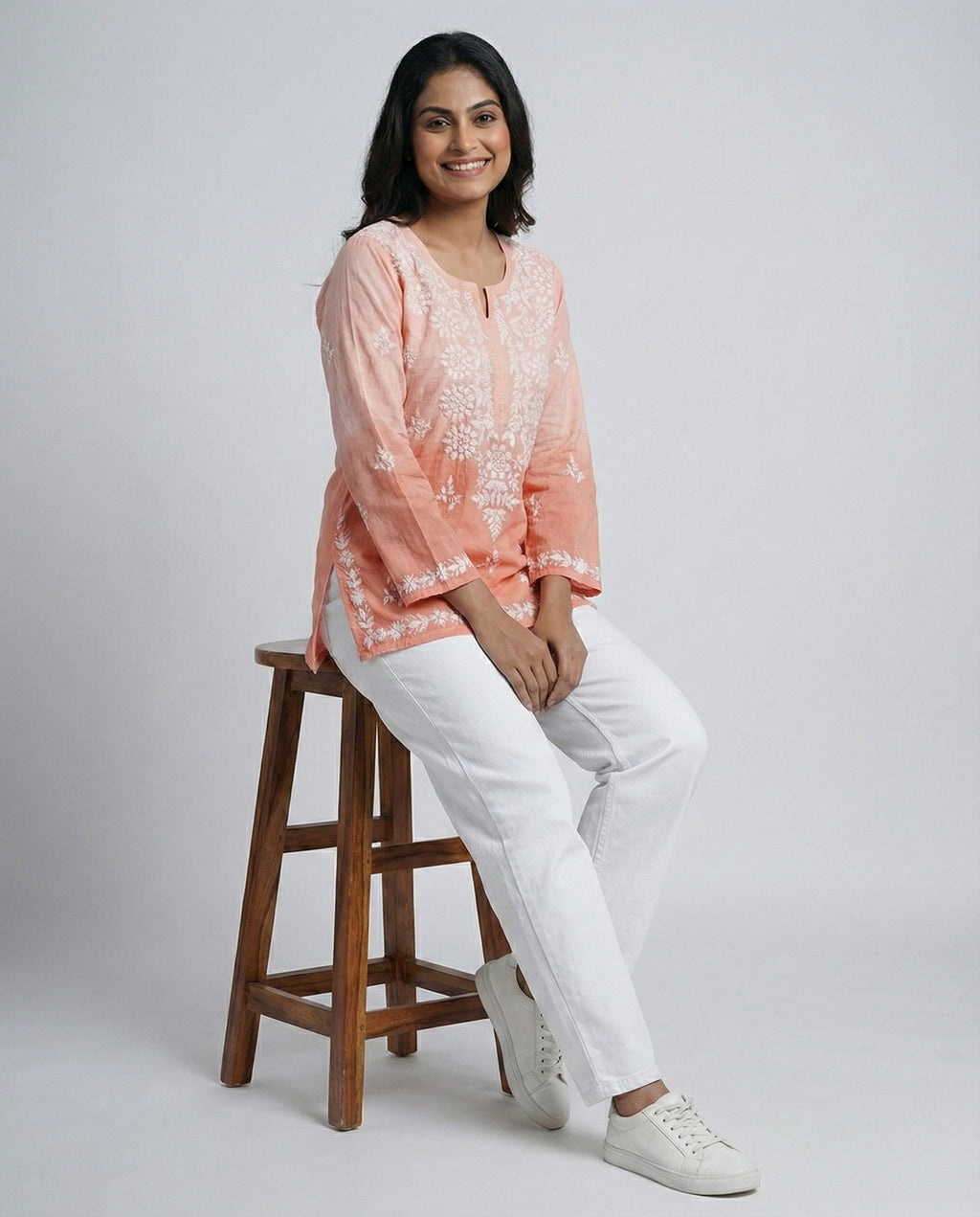 Floral Embroidered Chikankari Chikankari Kurti
