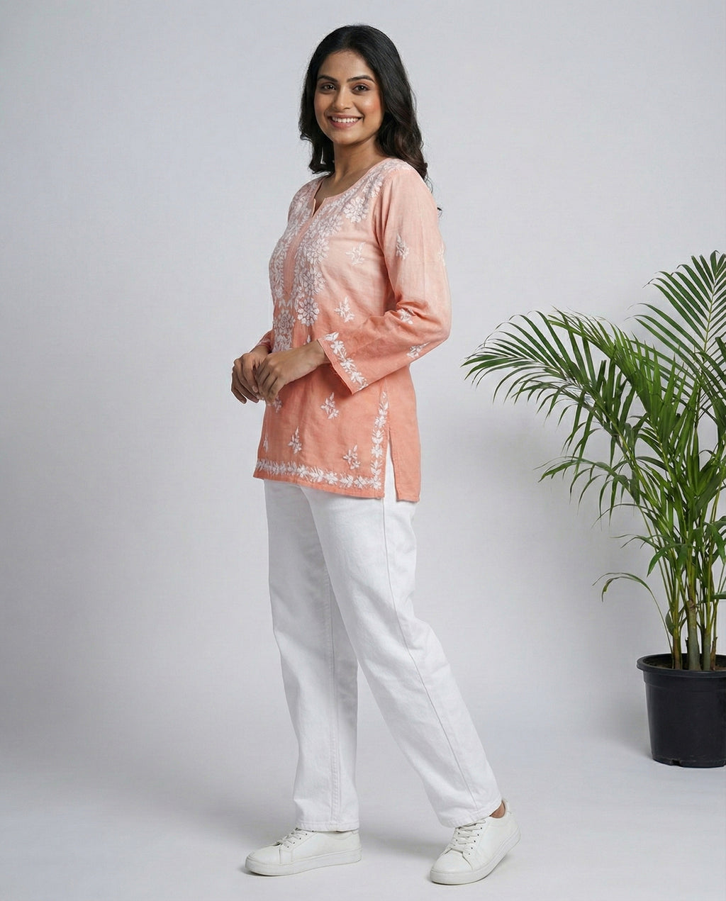 Floral Embroidered Chikankari Chikankari Kurti