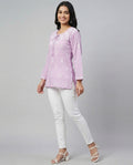 Ethnic Motifs Embroidered Chikankari Linen Chikankari Kurti